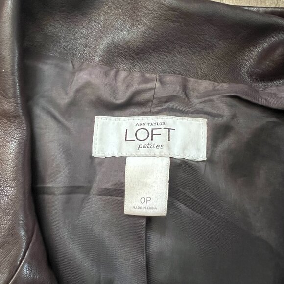 Ann Taylor Loft 100% Genuine Leather Brown Jacket Size 0 Petites - Picture 3 of 4